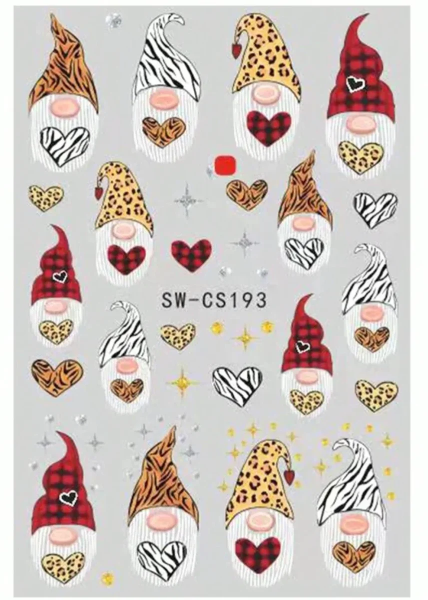 2 feuilles Stickers autocollants Gnome de Noël / Nail Art – Image 5