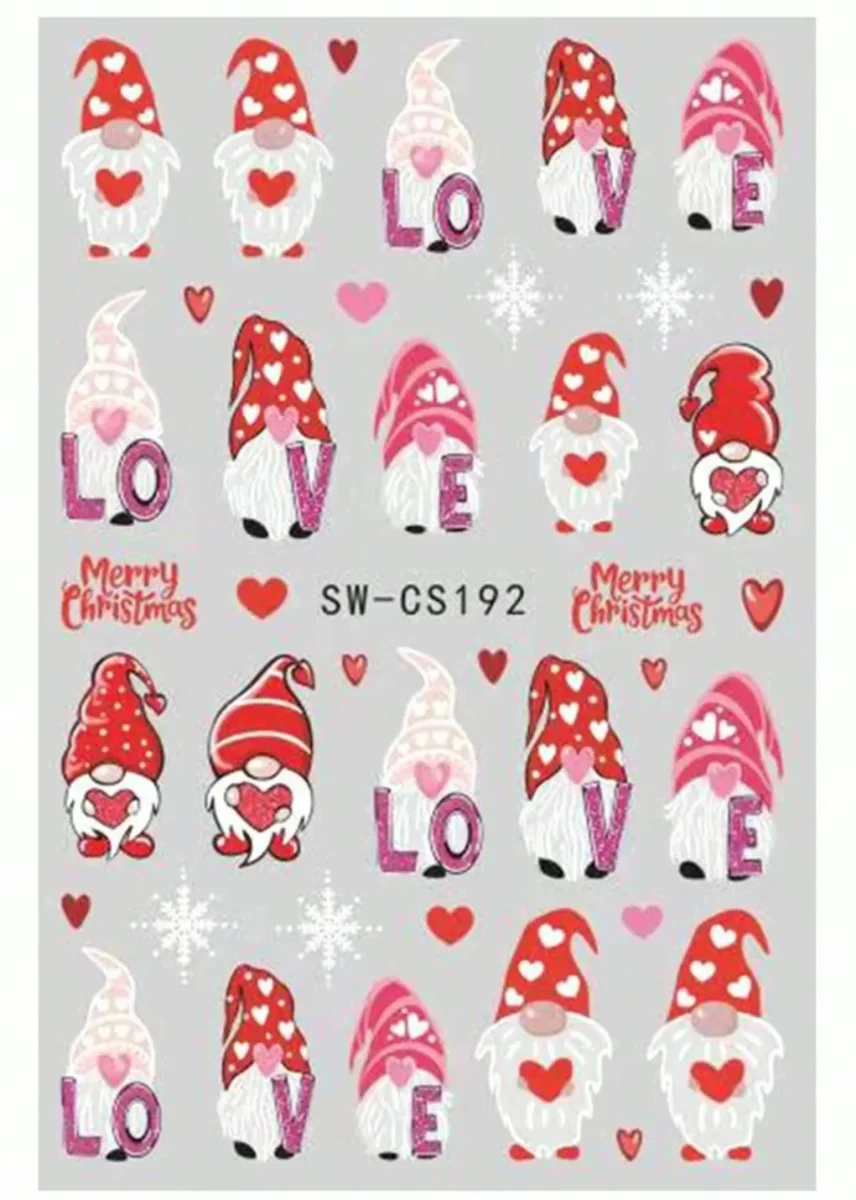 2 feuilles Stickers autocollants Gnome de Noël / Nail Art – Image 4