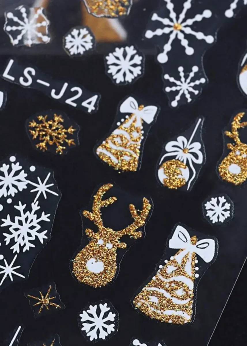 2 feuilles Stickers nail art Noël Doré - Model 1 – Image 3