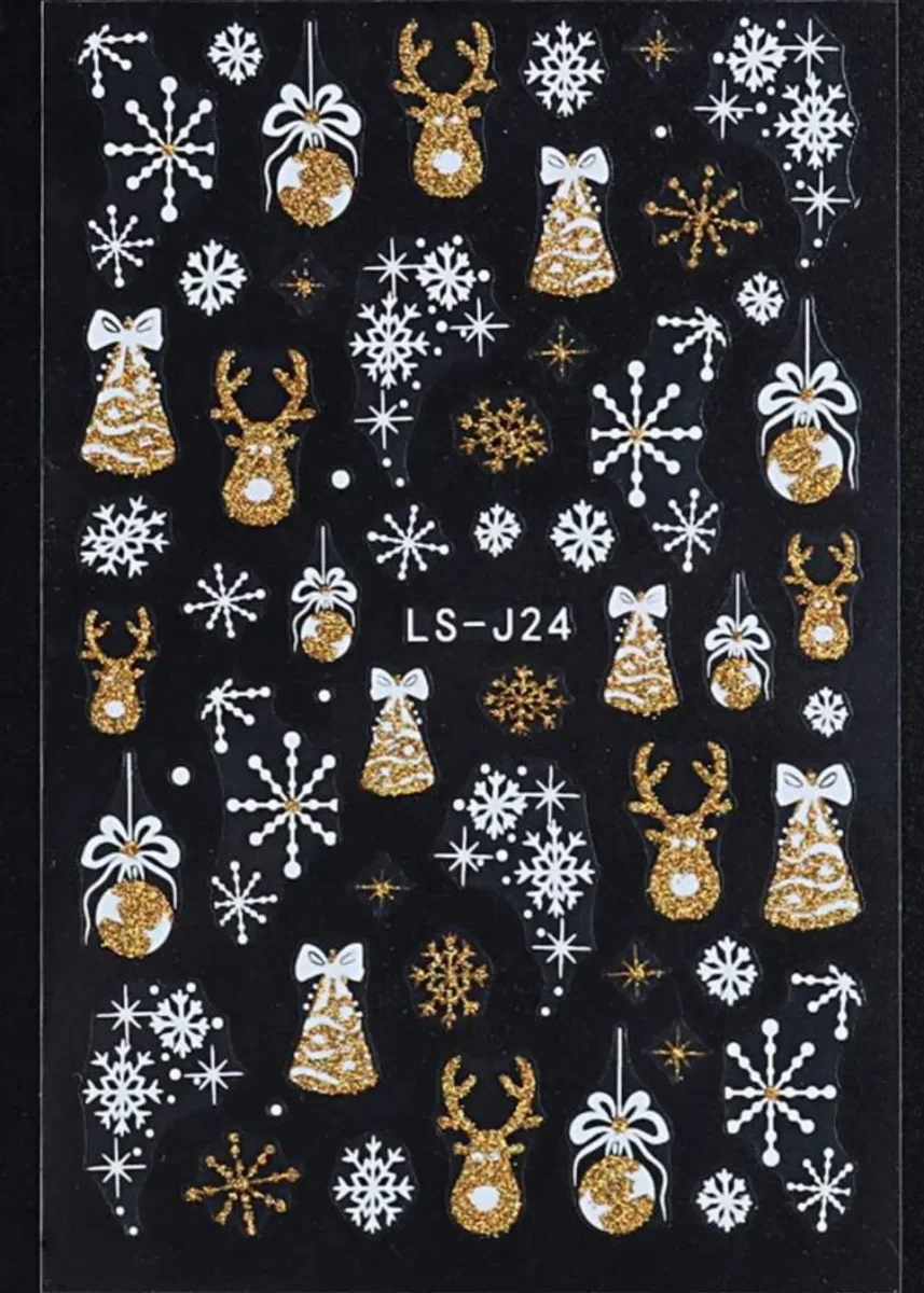 2 feuilles Stickers nail art Noël Doré - Model 1 – Image 5