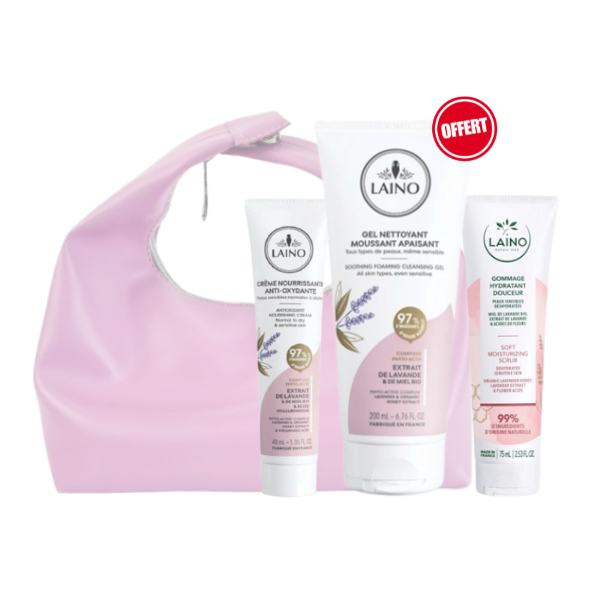 LAINO TROUSSE PEAU SÈCHE (CRÈME HYDRATANTE + GOMMAGE + GEL NETTOYANT)