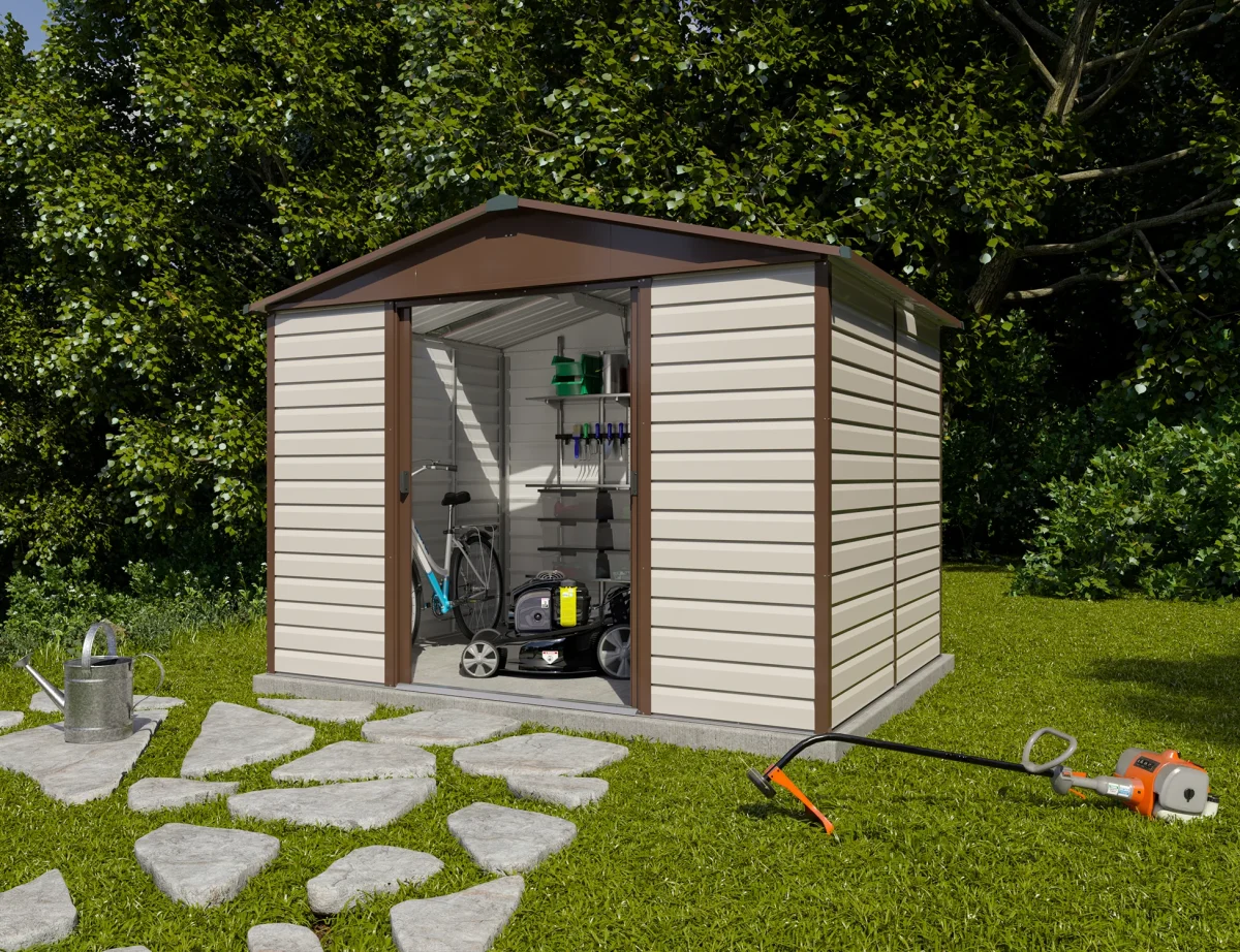 Abri de jardin métal- 3,03 x 2,37 x 2,24 m - double-porte coulissante et toit translucide – Image 4