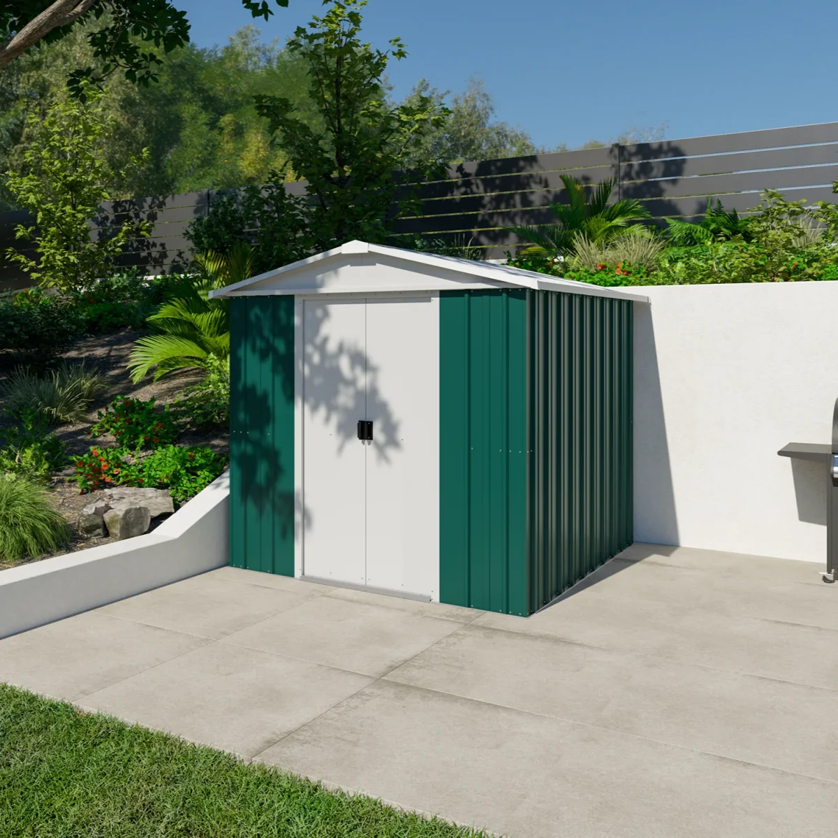 Abri de jardin métal - 2,02 x 2,17 x 1,89 cm - double- porte coulissante - robuste, spacieux et sans entretien – Image 4