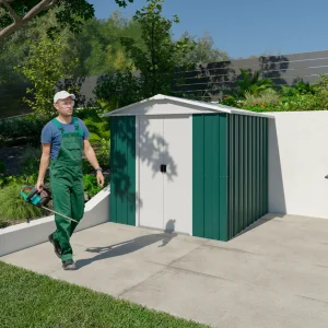 Abri de jardin métal - 2,02 x 2,17 x 1,89 cm - double- porte coulissante - robuste, spacieux et sans entretien