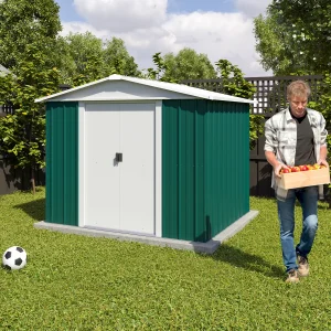 Abri de jardin en métal- 2,42 x 2,17 x 1,93 m – spacieux, solide, avec double-porte large et toit acier