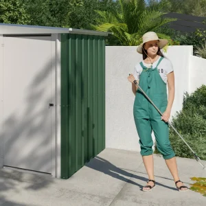 Abri de jardin en métal vert - 1,2 x 1,58 x 1,74 m – porte battante - compact, résistant, sans entretien pour rangement extérieur