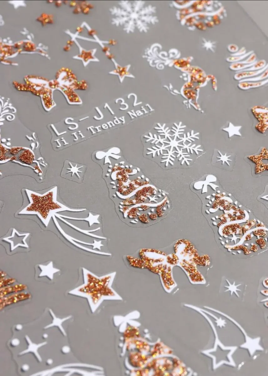 2 feuilles Stickers nail art Noël Doré - Model 1 – Image 4