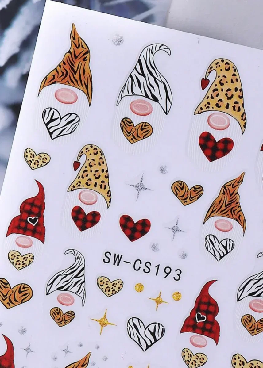 2 feuilles Stickers autocollants Gnome de Noël / Nail Art – Image 3