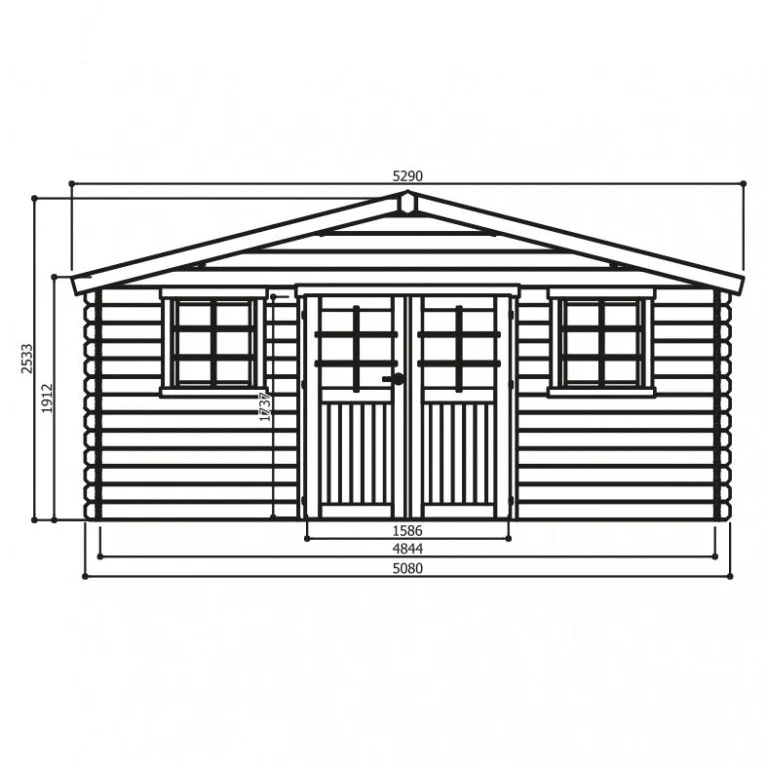 Abri de jardin Douai - 5,08 x 2,98 m - sapin du Nord certifié - double-porte avec fenêtres – Image 3