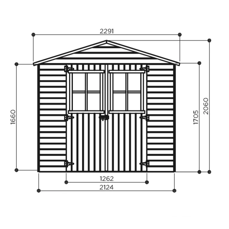 Abri de jardin Elsa - 2, 12 x 1,85 m - traité - avec plancher - sapin du Nord certifié - double-porte avec fenêtres – Image 4