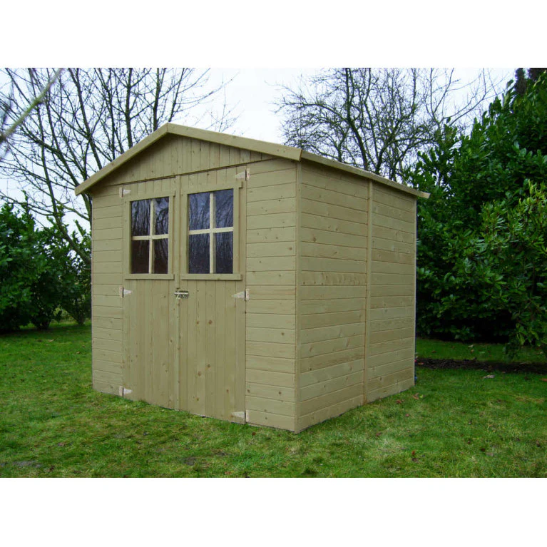 Abri de jardin Elsa - 2, 12 x 1,85 m - traité - avec plancher - sapin du Nord certifié - double-porte avec fenêtres – Image 3