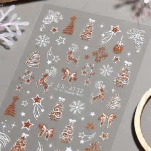 2 feuilles Stickers nail art Noël Doré - Model 1
