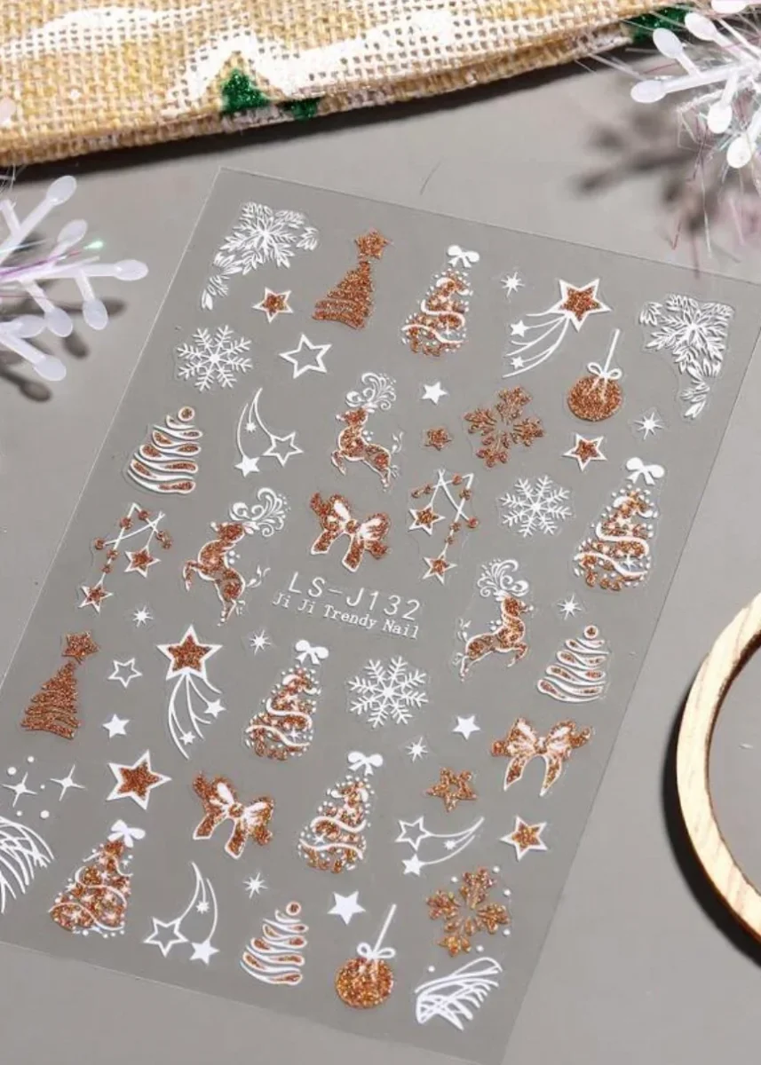 2 feuilles Stickers nail art Noël Doré - Model 1 – Image 2