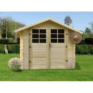 Abri de jardin Gabriel - 1,98 x 1,98 m - sapin du Nord certifié - double-porte avec fenêtres