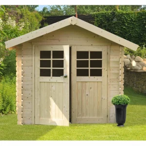 Abri de jardin Chartres - 2,98 x 2,38 m - sapin du Nord certifié - double-porte avec fenêtres