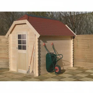 Abri de jardin Galway - 1,98 x 2,98 m - toiture cottage - sapin du Nord certifié - porte avec fenêtre - bois imprégné