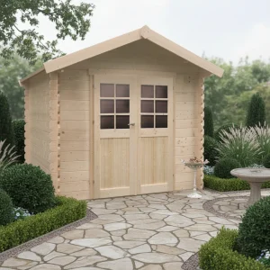 Abri de jardin Nîmes - traité - 2,38 x 2,38 m- sapin du Nord certifié - double-porte avec fenêtres