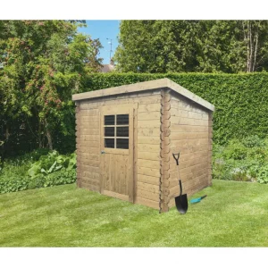 Abri de jardin Passau - 1,98 x 1,98 m - sapin du Nord certifié - toiture plate - porte simple avec fenêtre