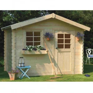 Abri de jardin Sologne - 2,98 x 2,98 m - sapin du Nord certifié - porte simple et fenêtres