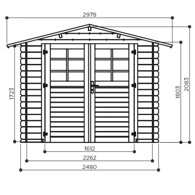 Abri de jardin Guillaume - 2,48 x 2,48 m - sapin du Nord certifié - double-porte avec fenêtres – Image 3
