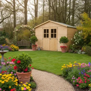 Abri de jardin Inès - 2,65 x 1,85 m - traité - sapin du Nord certifié - double-porte avec fenêtres