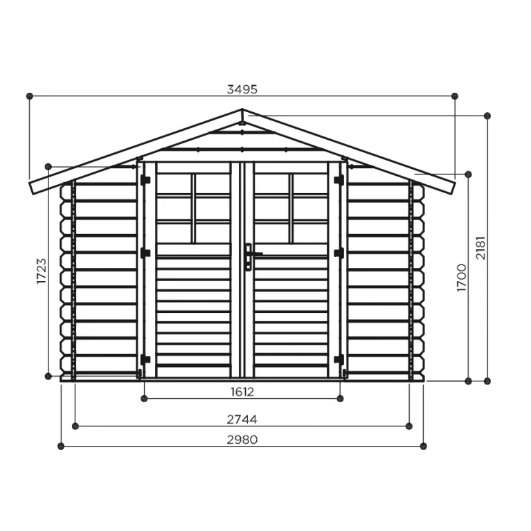 Abri de jardin Lola - 2,98 x 2,98 m - sapin du Nord certifié - double-porte avec fenêtres – Image 3