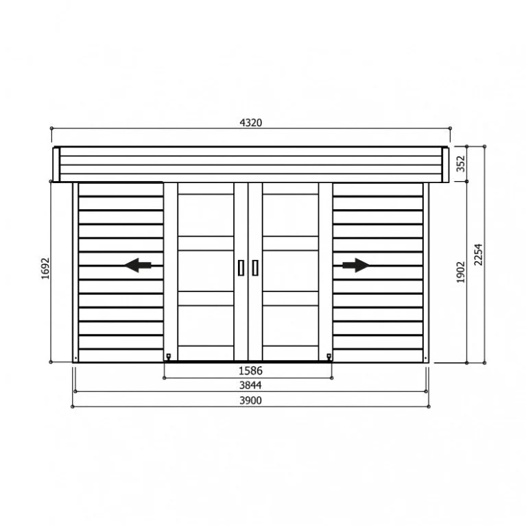 Abri de jardin Malmö - 3,9 x 3,09 m - sapin du Nord certifié- toiture plate - double-porte avec fenêtres - bois imprégné – Image 4