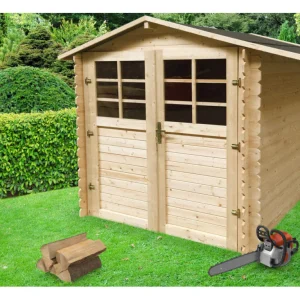 Abri de jardin Morgane - 1,98 x 1,98 m - sapin du Nord certifié - double-porte avec fenêtres