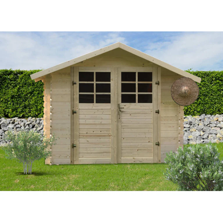 Abri de jardin Nina - 2, 98 x 1,98 m - sapin du Nord certifié - double-porte avec fenêtres – Image 2