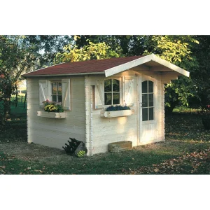 Abri de jardin Servoz - 2,98 m x 2,98 m - sapin du Nord certifié - porte simple et fenêtres - volets inclus - bois imprégné