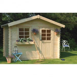 Abri de jardin Sologne - traité - 2,98 x 2,98 m- sapin du Nord certifié - porte simple et fenêtres
