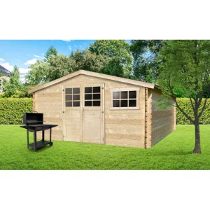 Abri de jardin Victor - 4,18 x 3,88 m - sapin du Nord certifié - double-porte avec fenêtres