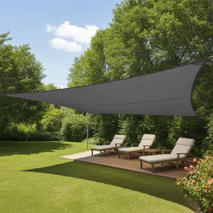 Voile d’ombrage triangulaire – 5m – Gris foncé- PE 180g/m² – Anti-UV 90%