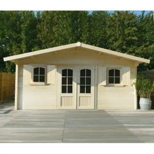 Abri de jardin Cevins - 5,68 x 3,88 - traité - sapin du Nord certifié - double-porte avec fenêtres