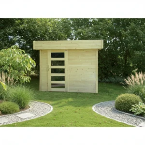 Abri de jardin Bergen - 2,43 x 2,05 m - sapin du Nord certifié - porte simple coulissante