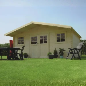 Abri de jardin Zürich - traité - 5,08 x 3,88 m - sapin du Nord certifié - double-porte avec fenêtres