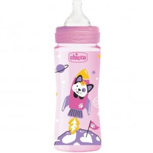 Chicco Biberon Well-Being 330ml , Tétine silicone 4M+