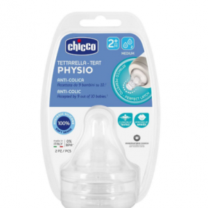 CHICCO LOT DE 2 TETINES SILICONE, 2M+