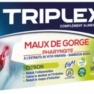 TRIPLEX MAUX DE GORGE CITRON – 16 Comprimes à Sucer