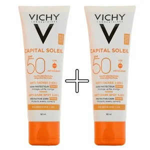 VICHY CAPITAL SOLEIL – LOT DE 2 SOIN ANTI-TACHES TEINTÉ 3-EN-1 SPF50+ 50ML