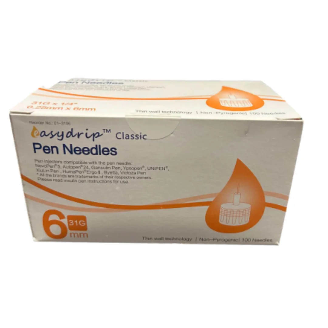 EasyDrip Aiguilles stylo à insuline 31G x 6 mm – 100 pièces